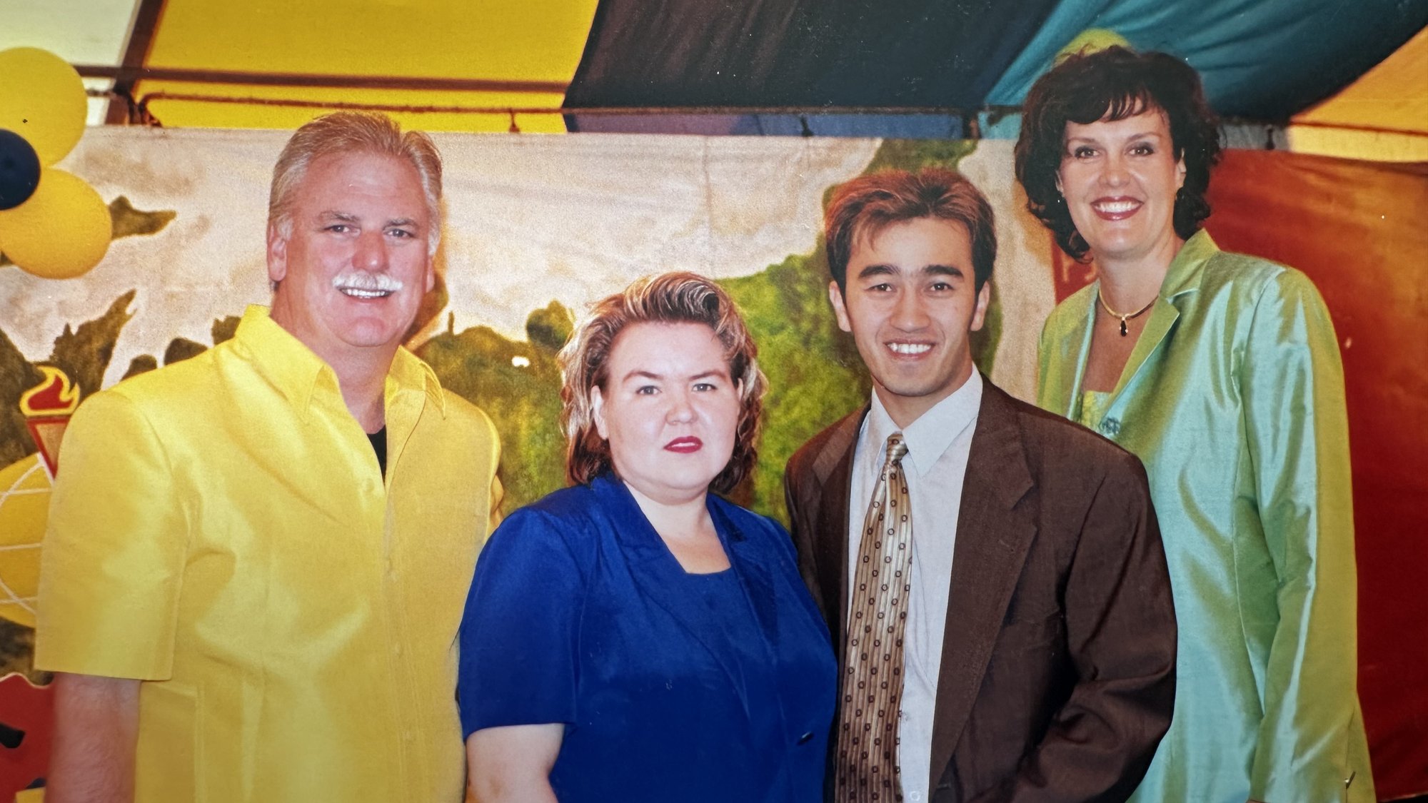Akop and Svetlana with the McNultys under a crusade tent