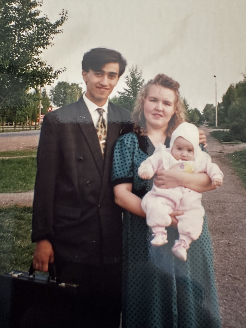 Akop and Svetlana with their baby daughter in the early years