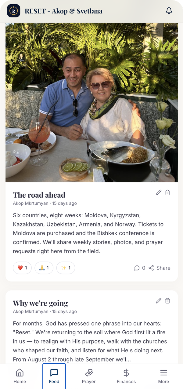 Mission Companion app — Feed tab